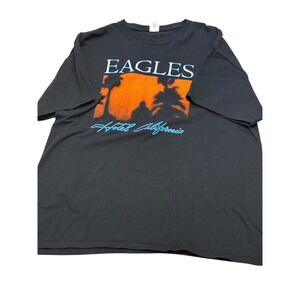 Eagles Hotel California Graphic T-Shirt Mens Black Short Sleeve Rock Band Tee